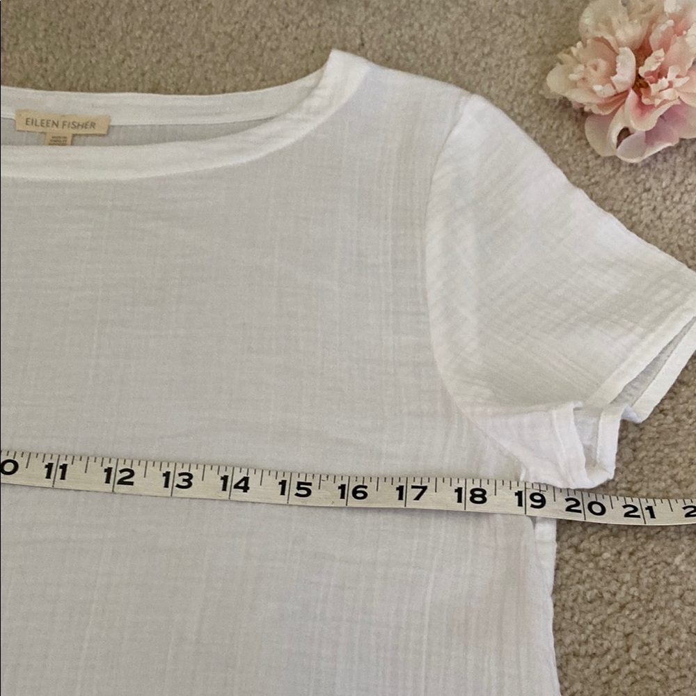 Eileen Fisher White Short Sleeve Top, S/P - Picture 3 of 8